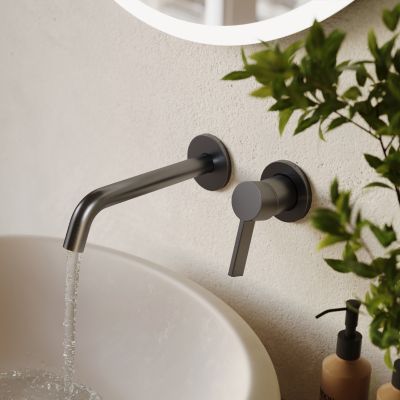 LOMAZOO Robinet Mitigeur De Lavabo Mural Encastré - Gris Gun Metal - Gaia