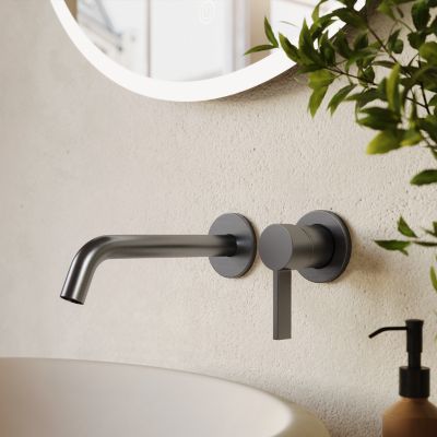 LOMAZOO Robinet Mitigeur De Lavabo Mural Encastré - Gris Gun Metal - Gaia