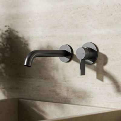 LOMAZOO Robinet Mitigeur De Lavabo Mural Encastré - Gris Gun Metal - Gaia