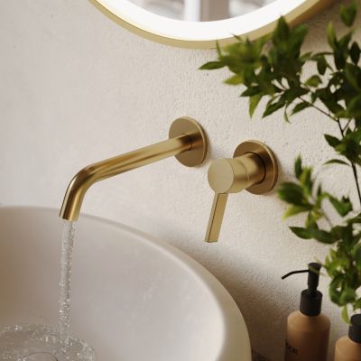 LOMAZOO Robinet Mitigeur De Lavabo Mural Encastré - Or Doré - Velar