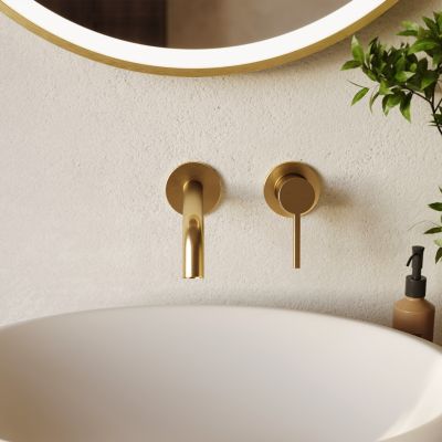 LOMAZOO Robinet Mitigeur De Lavabo Mural Encastré - Or Doré - Velar