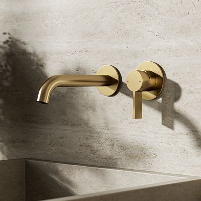 LOMAZOO Robinet Mitigeur De Lavabo Mural Encastré - Or Doré - Velar