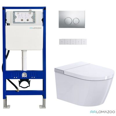 LOMAZOO WC japonais suspendu intelligent - WC lavant eau chaude séchage abattant chauffant softclose