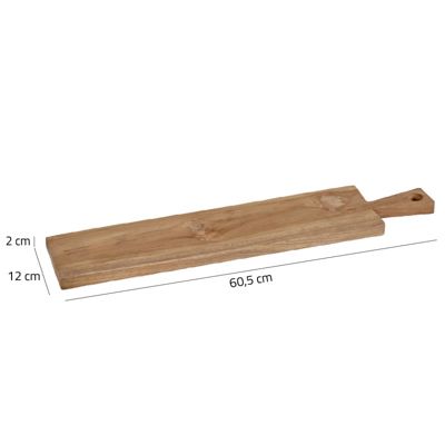 Longue planche à découper 60 cm en bois de teck avec manche - ELEA