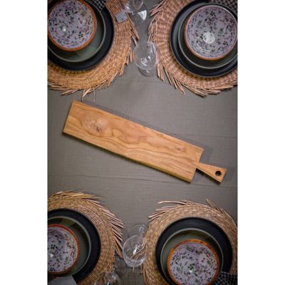 Longue planche à découper 60 cm en bois de teck avec manche - ELEA