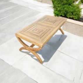 Longue table basse jardin 120 x 60 en bois de teck rectangulaire - Harmonya