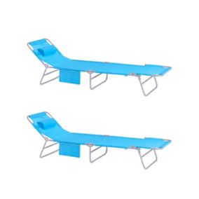 Longues Bains de Soleil Pliables et réglables Lot de 2 Chaises, OGS35-Bx2, SoBuy