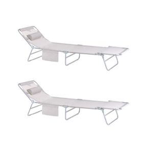 Longues Bains de Soleil Pliables et réglables Lot de 2 Chaises, OGS35-MIx2, SoBuy