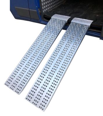 Longueur de rampe 1.50m - Hauteur à franchir de 383 à 430mm - charge max par paire 1000kg pour empattement 1250mm - Vendue à