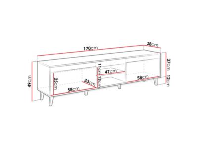 Lord - meuble TV - effet bois et noir - 170 cm - style industriel - Best Mobilier