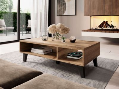 Lord - table basse - effet bois et noir - 110 cm - style industriel - Best Mobilier