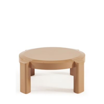 Lori - Table basse ronde en bois laqué diam.87,5cm - Sable