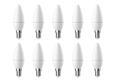 Lot 10 ampoules LED flamme E14 250lm 2.2W = 25W Ø3.5cm Diall blanc neutre