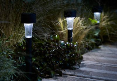 Lot 10 balises extérieures solaires Spike LED intégrée IP44 GoodHome noir