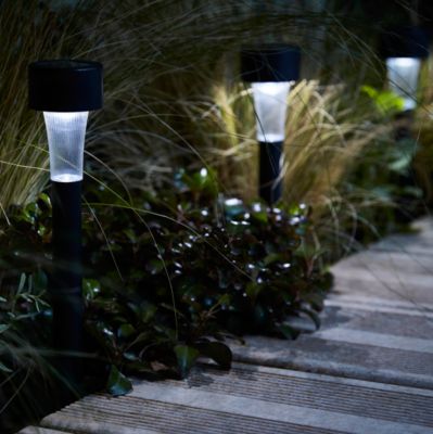 Lot 10 balises extérieures solaires Spike LED intégrée IP44 GoodHome noir