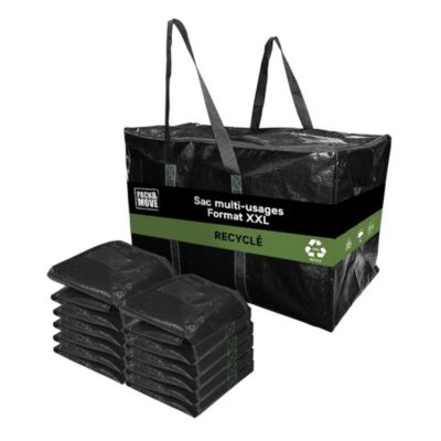 Lot 10 Grands Sacs Déménagement Recyclé - Rangement Et Transport Ultra Résistant - Réutilisable - Poignées Solides - 100L