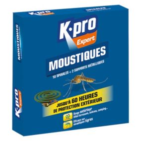 Lot 10 spirales + 1 supports métalliques anti-moustiques Kapo expert