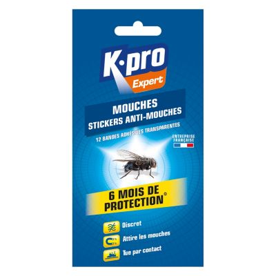 Lot 12 bandes adhésives transparentes anti-mouches Kapo Expert