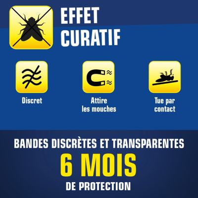 Lot 12 bandes adhésives transparentes anti-mouches Kapo Expert