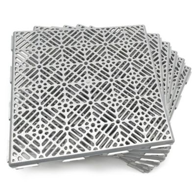 Lot 12 dalles 30x30x1,5cm (1m² - Gris aluminium). Auto-ventilées pour piscine, camping, douche, vestiaire, zones humides, chenils