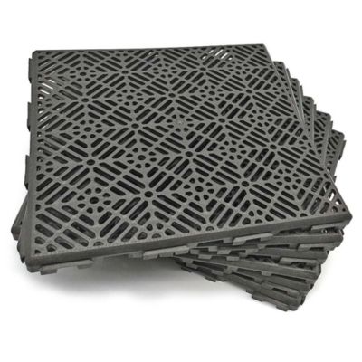 Lot 12 dalles 30x30x1,5cm (1m² - Gris anthracite). Auto-ventilées pour piscine, camping, douche, vestiaire, zones humides, chenil