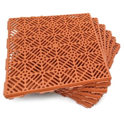 Lot 12 dalles 30x30x1,5cm (1m² - Terre cuite). Auto-ventilés pour piscines, campings, douches, vestiaires, zones humides, chenils