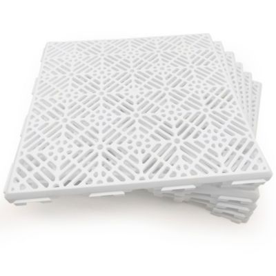 Lot 12 dalles de sol auto-ventilées 30x30x1,5cm (1m² - Blanc). Piscines, douche de jardin, salles de bains, vestiaires, terrasses