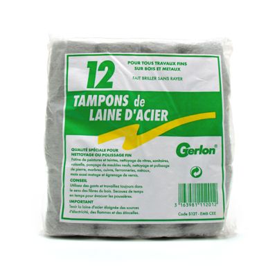 Lot De 12 Tampons En Laine D’acier Inox Gerlon - Décrassage Et Détartrage Cuisine/salle De Bain