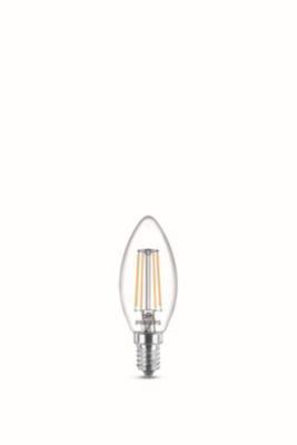 Lot 2 ampoules E14 (SES) flamme transparent 470lm 4.3W IP20 blanc chaud Philips