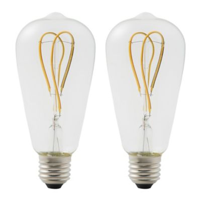 Lot 2 ampoules LED à filament ST64 E27 470lm 4.9W = 40W Ø6.4cm Diall blanc chaud