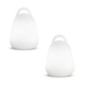 Lot 2 Baladeuses sans fil waterproof LED LIBERTY C25 Blanc Polyéthylène 24X18CM