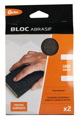 Lot 2 blocs abrasifs gros grain L.11 x l.19 x ep 3 cm