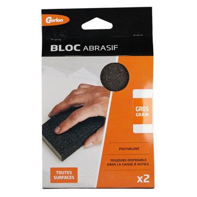 Lot 2 blocs abrasifs gros grain L.11 x l.19 x ep 3 cm