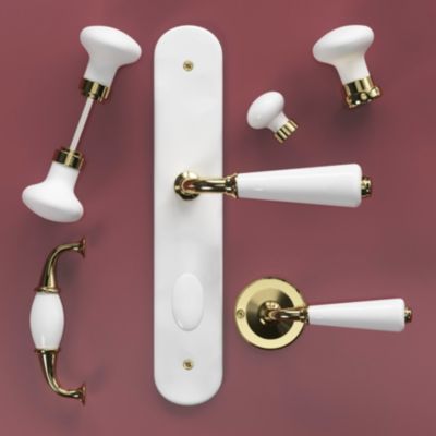 Lot 2 boutons de porte ovale GoodHome blanc l.4.2cm x h.6.5cm