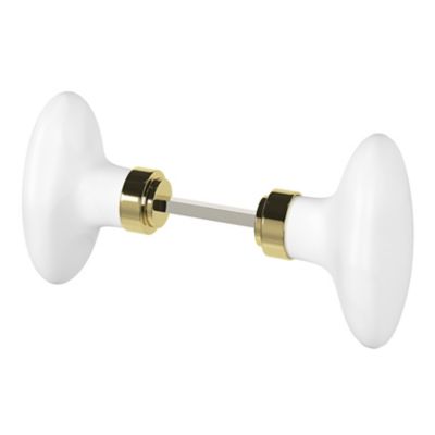 Lot 2 boutons de porte ovale GoodHome blanc l.4.2cm x h.6.5cm