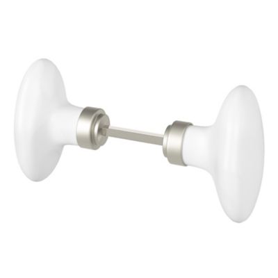 Lot 2 boutons de porte ovale porcelaine et zinc GoodHome blanc l.4.2cm x h.6.5cm