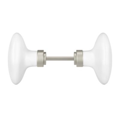 Lot 2 boutons de porte ovale porcelaine et zinc GoodHome blanc l.4.2cm x h.6.5cm