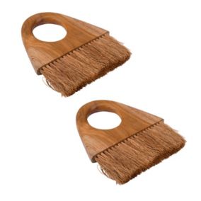 Lot 2 brosses manche troué en bois de teck et fibre de coco - TASHA 02