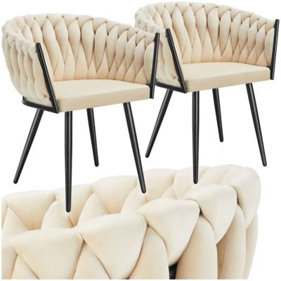Tectake Lot 2 Chaises Rembourrées En Velours Matelassé Et Dossier Continu Brun