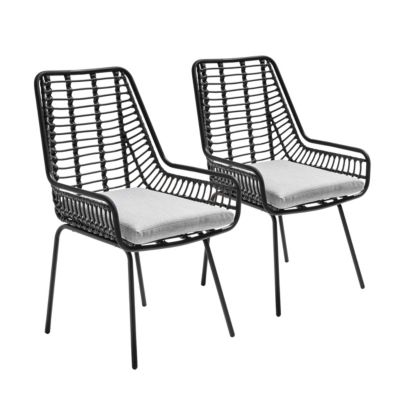 Lot 2 chaises de terrasse en résine tressée et acier  Oviala