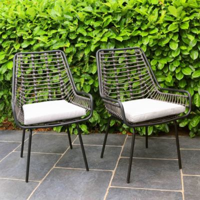 Lot 2 chaises de terrasse en résine tressée et acier  Oviala