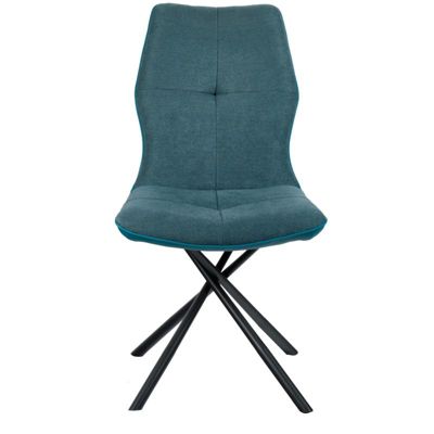 Lot 2 chaises en tissu bleu canard et simili pieds métal - MONTAINE