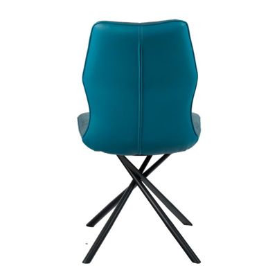 Lot 2 chaises en tissu bleu canard et simili pieds métal - MONTAINE