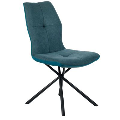 Lot 2 chaises en tissu bleu canard et simili pieds métal - MONTAINE