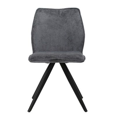 Lot 2 chaises en velours gris anthracite pied croix métal noir - JAMES