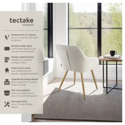 Lot 2 chaises élégantes aspect corde avec forme ergonomique crème/doré