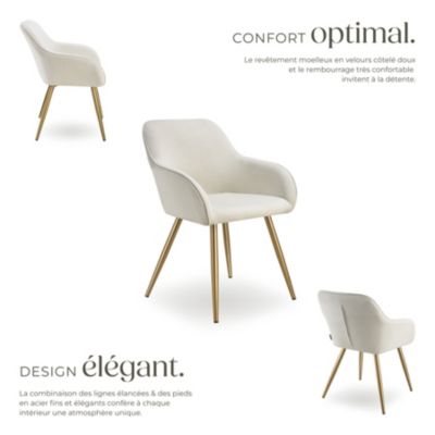 Lot 2 chaises élégantes aspect corde avec forme ergonomique crème/doré
