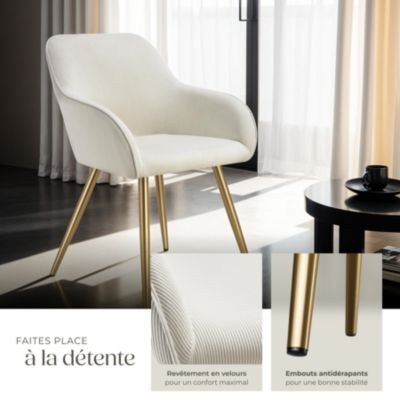 Lot 2 chaises élégantes aspect corde avec forme ergonomique crème/doré