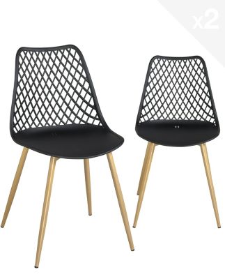 Lot 2 chaises modernes scandinaves pieds métal kia (noir)