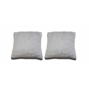 Lot 2 coussins 40 cm gris clair polaire douce effet tricot - LENO